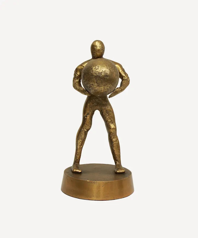French Country Man & Sphere Decorative Sculpture