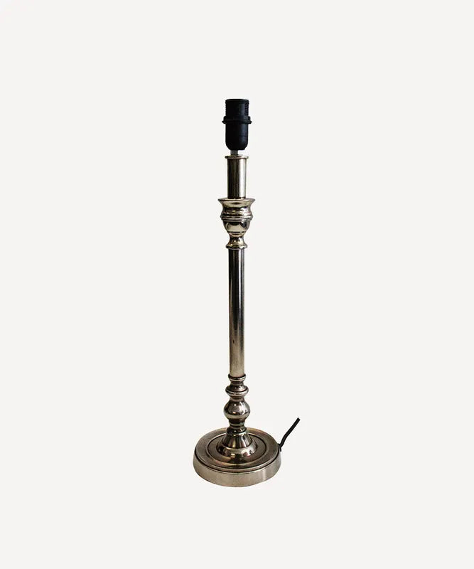 French Country Antique Lamp with Shade  - Silver/Black