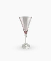 French Country Floral Etched Wine Glass | Tall Pink