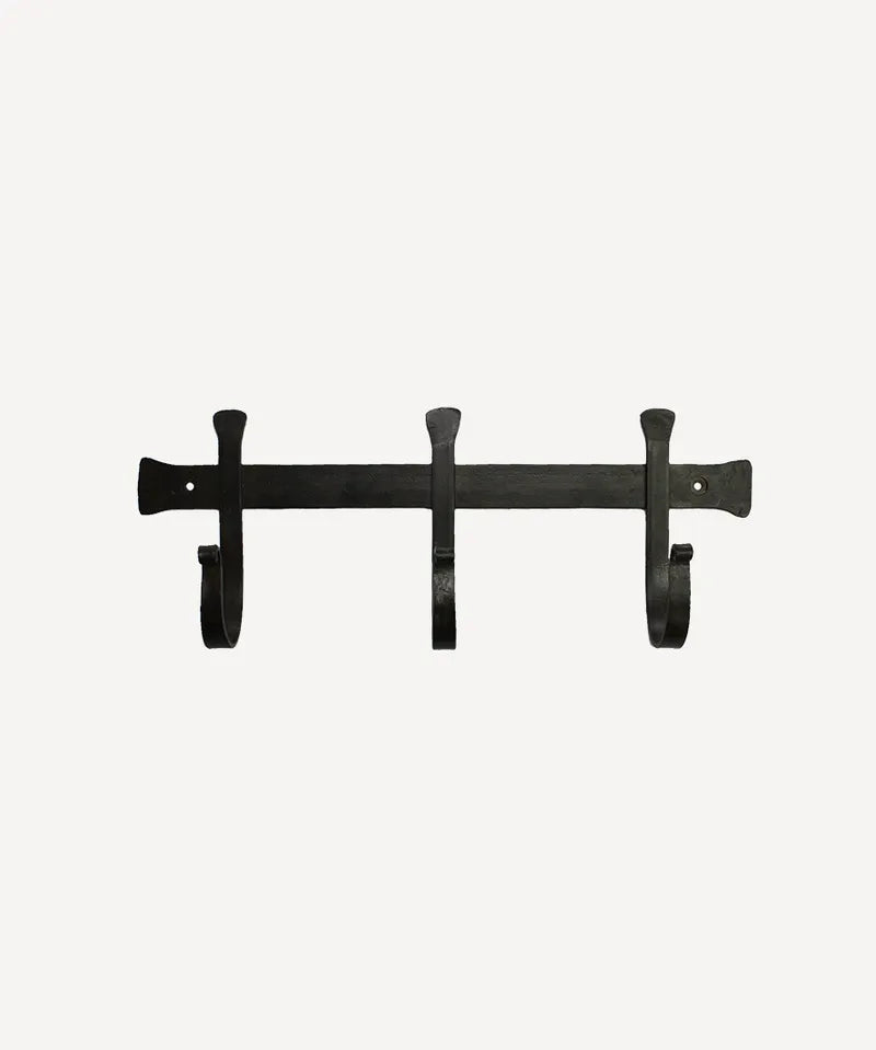 French Country Old Metal 3 Hook Bar | Wrought Iron