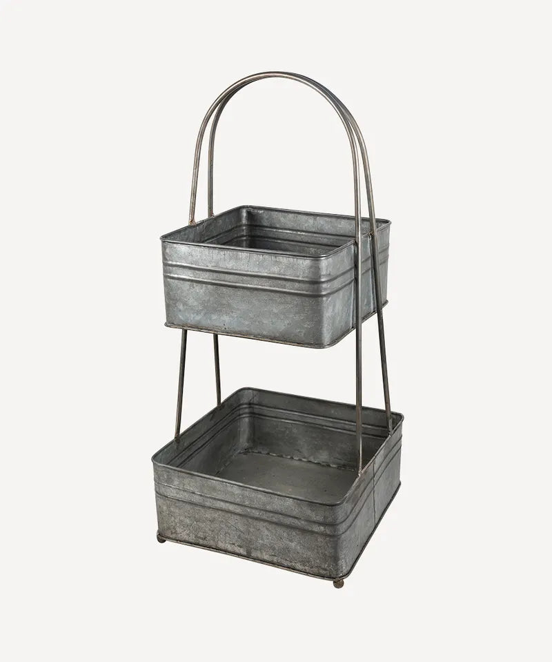French Country Square Metal Basket | 2 Tier