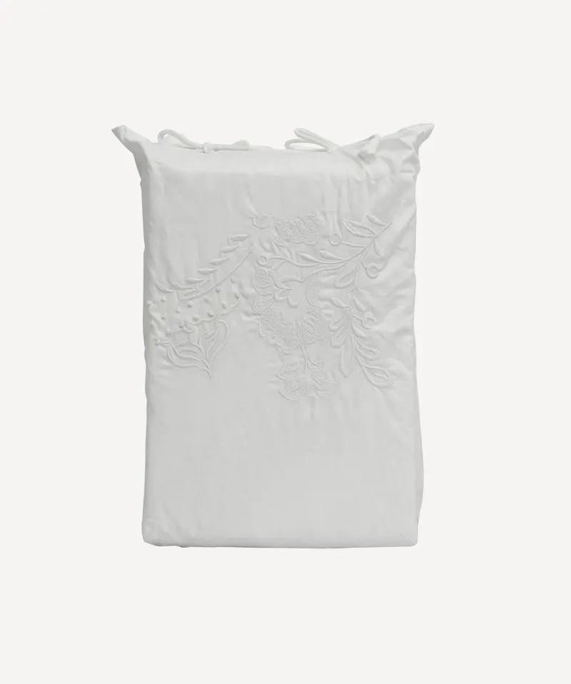 French Country King Embelli Embroidered  Duvet Cover | White