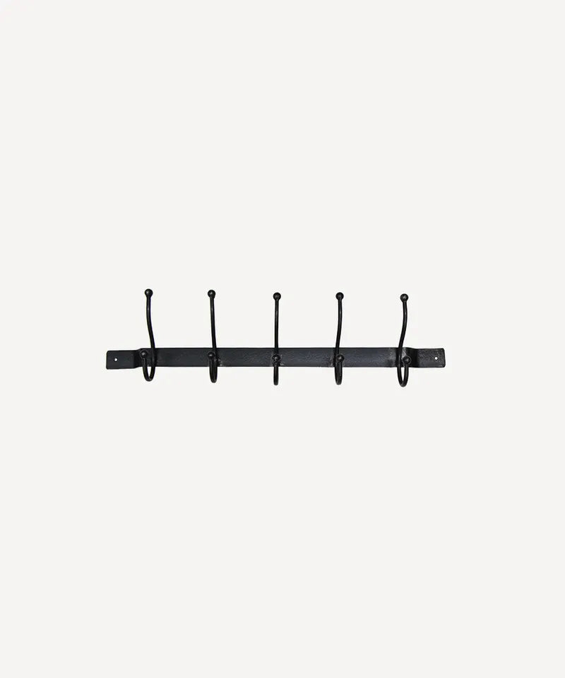 French Country Old Metal 5 Hook Bar | Wrought Iron