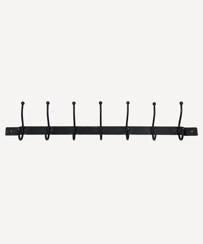 French Country Old Metal 7 Hook Bar | Wrought Iron