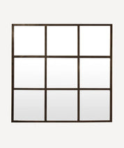 French Country Square Iron Grid Mirror | Antique Black