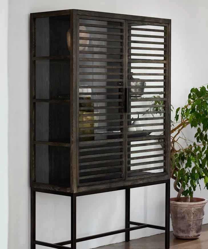 French Country Slatted Display Cabinet