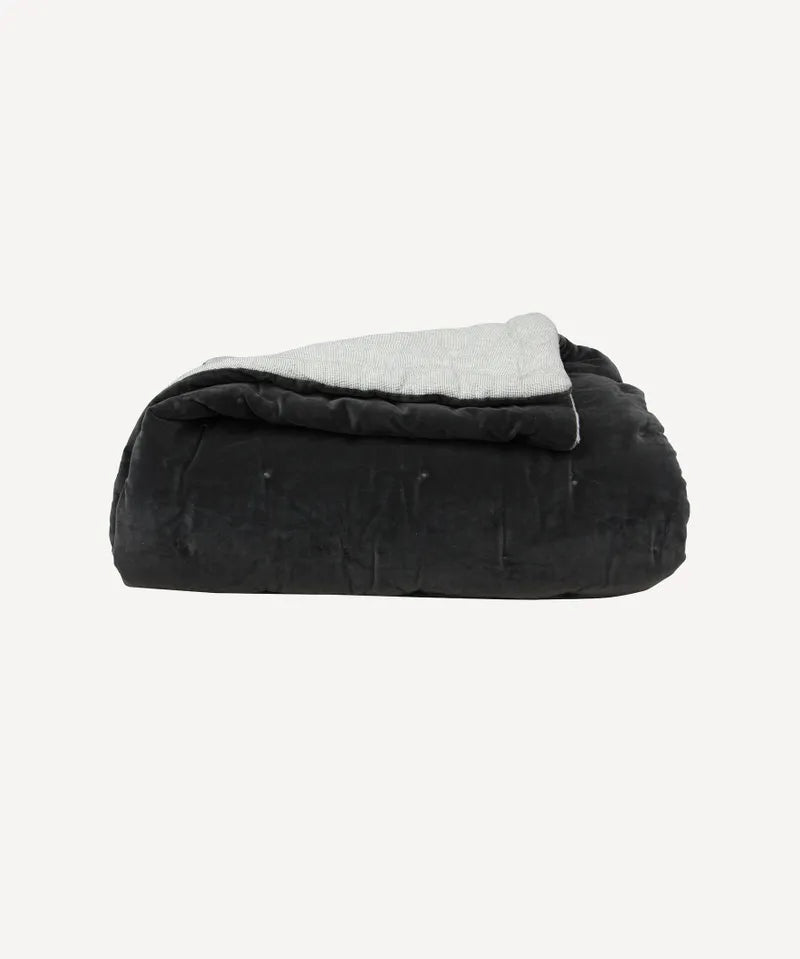 French Country Coal Velvet Bedspread | Queen