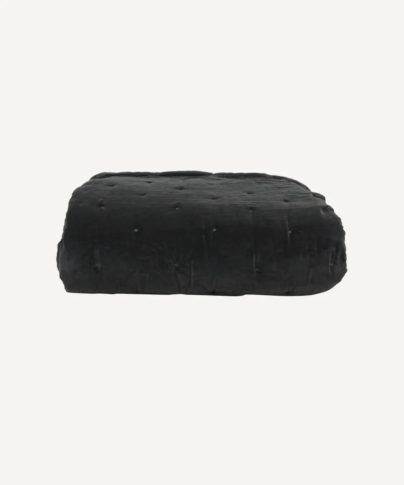 French Country Coal Velvet Bedspread | Queen