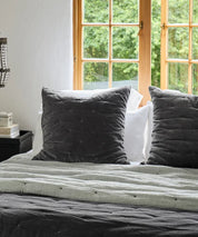 French Country Coal Velvet Euro Pillow Cover | 2PC