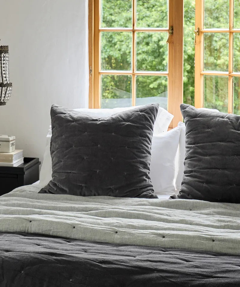 French Country Coal Velvet Euro Pillow Cover | 2PC