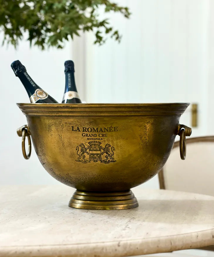 French Country Romanee Wine Bucket | Large Antique Gold