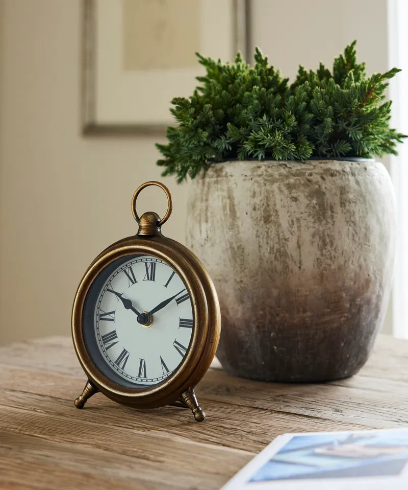 French Country Desk Clock | Antique Gold