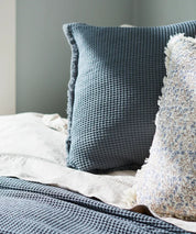 French Country Waffle Cotton Cushion | Ink