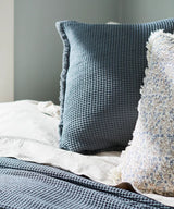 French Country Waffle Cotton Cushion | Ink