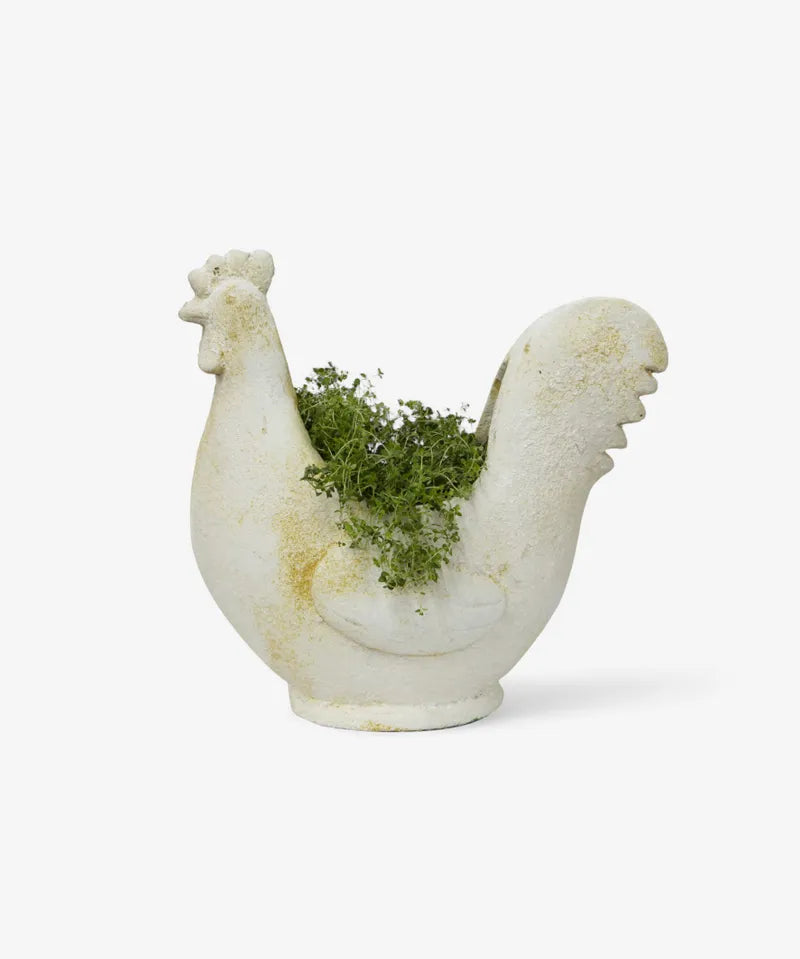 French Country Chook Flower Pot | Cream