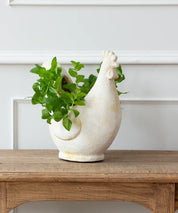 French Country Chook Flower Pot | Cream