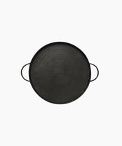 French Country Balto Round Iron Tray With Handles | Black