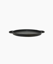 French Country Balto Round Iron Tray With Handles | Black