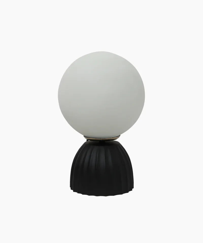 French Country Ribbed Orb Lamp | Black