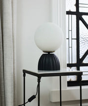 French Country Ribbed Orb Lamp | Black