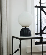French Country Ribbed Orb Lamp | Black