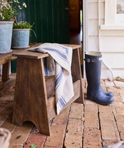French Country Rustic Magazine Holder Stool |  Brown
