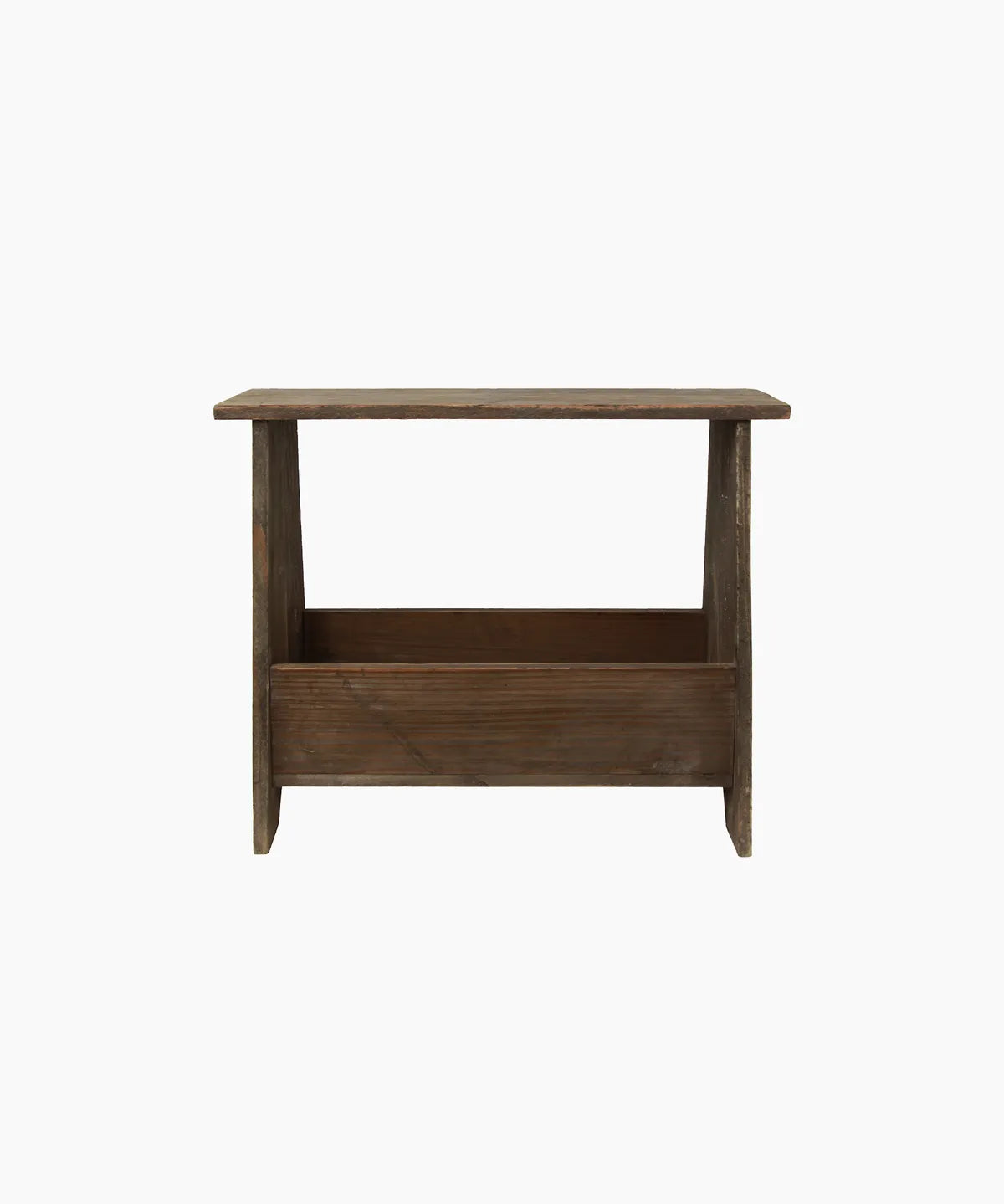 French Country Rustic Magazine Holder Stool |  Brown