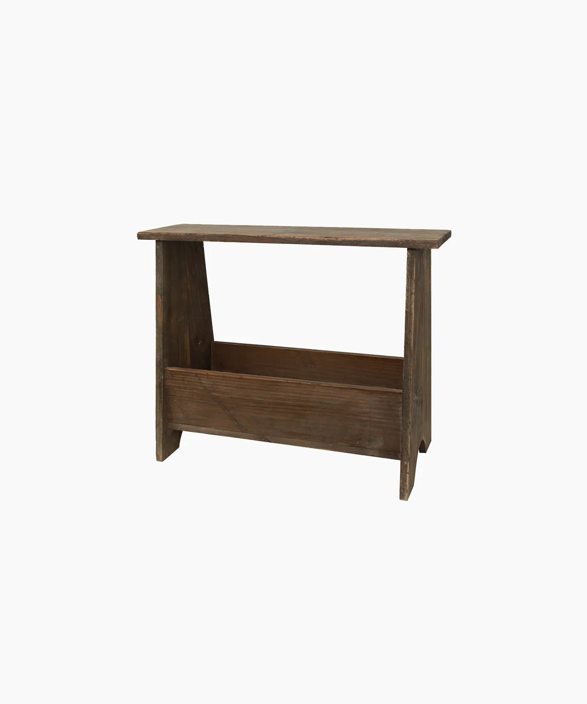 French Country Rustic Magazine Holder Stool |  Brown