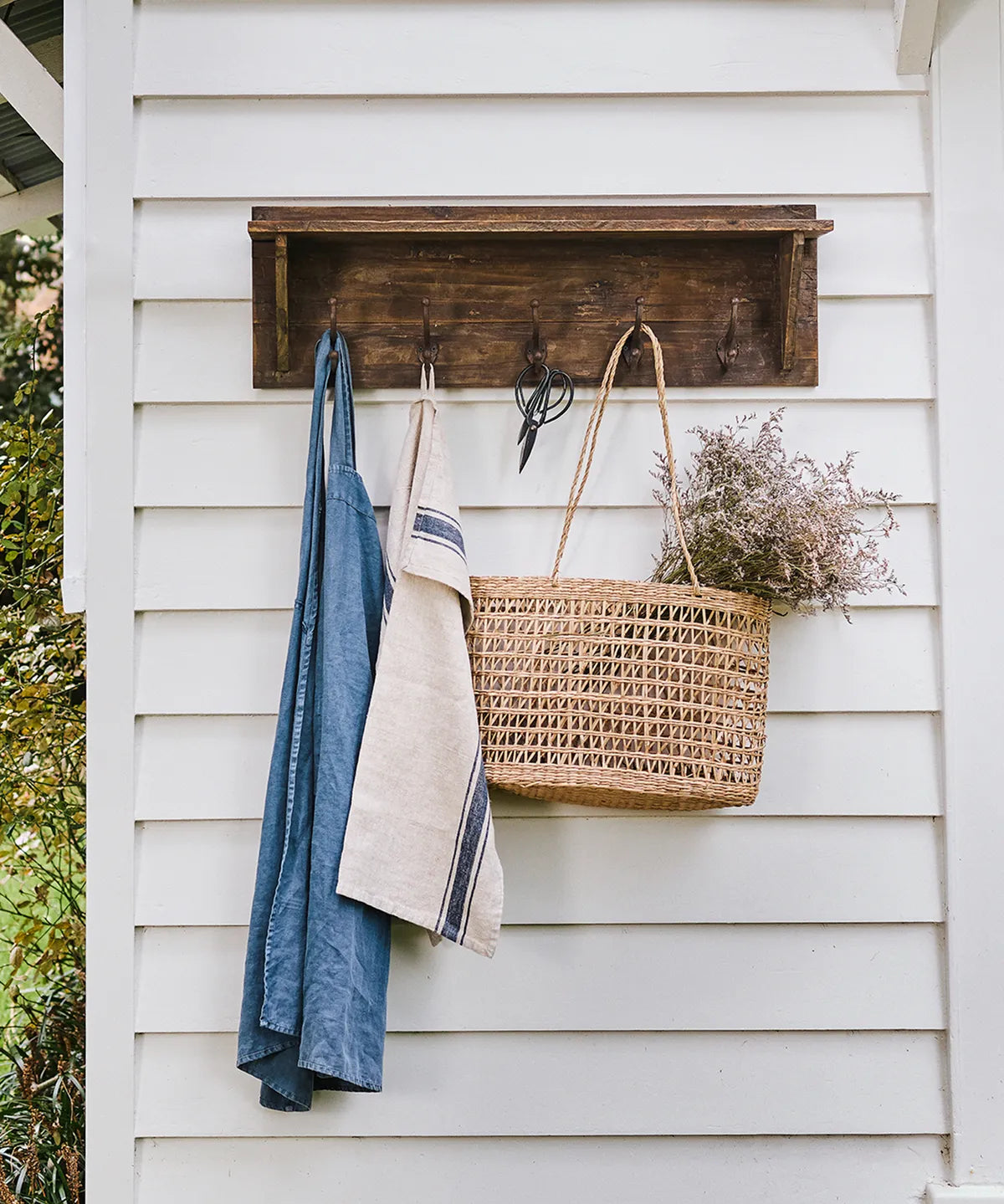 French Country Wooden Wall Shelf Hooks | 5 Hooks