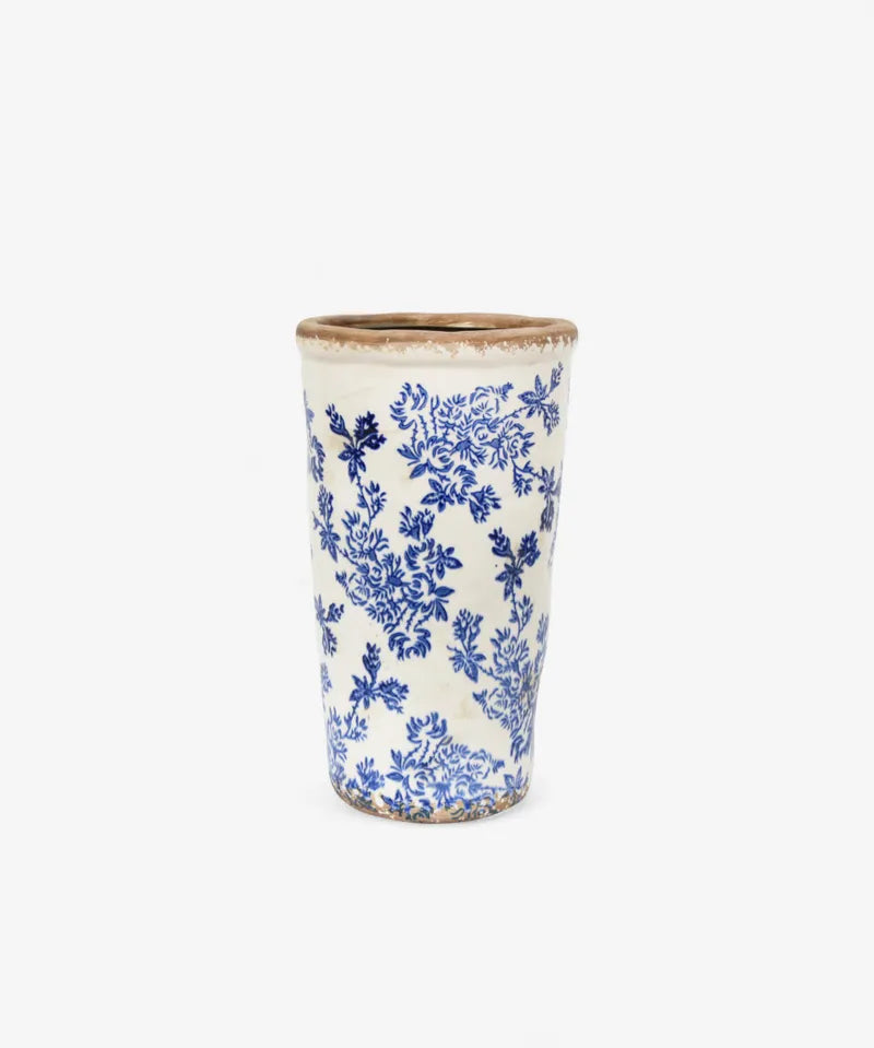 French Country Blue Floral Vase | 30.5cm H