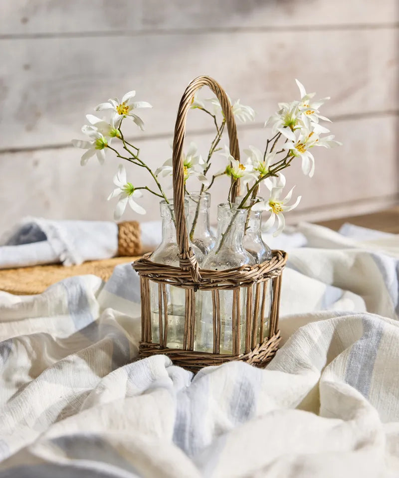 French Country Riviera Glass Bottle Holder | 4 Bottle