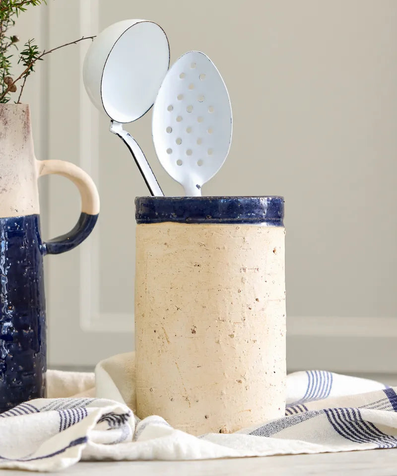 French Country Monte Terracotta Utensil Holder | Dark Blue