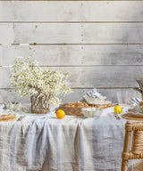 French Country Stripe Linen Tablecloth | Pale Blue Large
