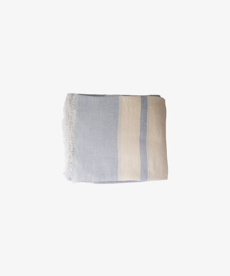 French Country Stripe Linen Tablecloth | Pale Blue Small