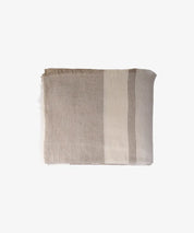 French Country Stripe Linen Tablecloth | Stone Large