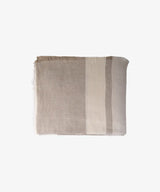 French Country Stripe Linen Tablecloth | Stone Large