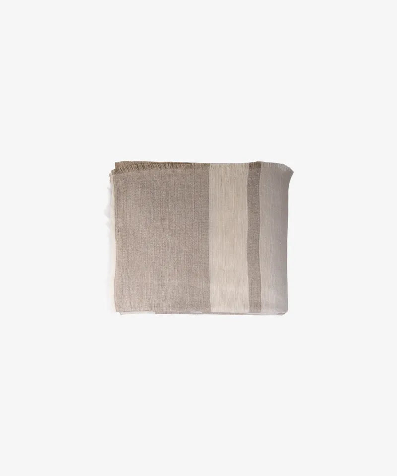 French Country Stripe Linen Tablecloth | Stone Small