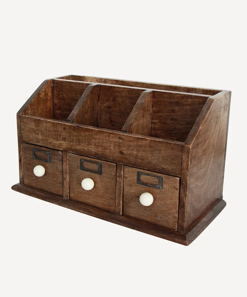 French Country Stationery Desk Organiser | Mango Wood