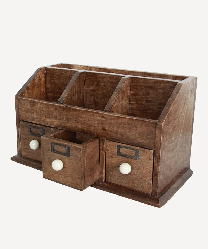 French Country Stationery Desk Organiser | Mango Wood