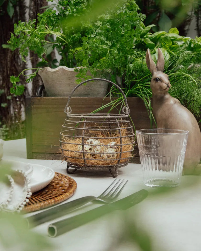 French Country Wire Round Egg Basket |  Metal