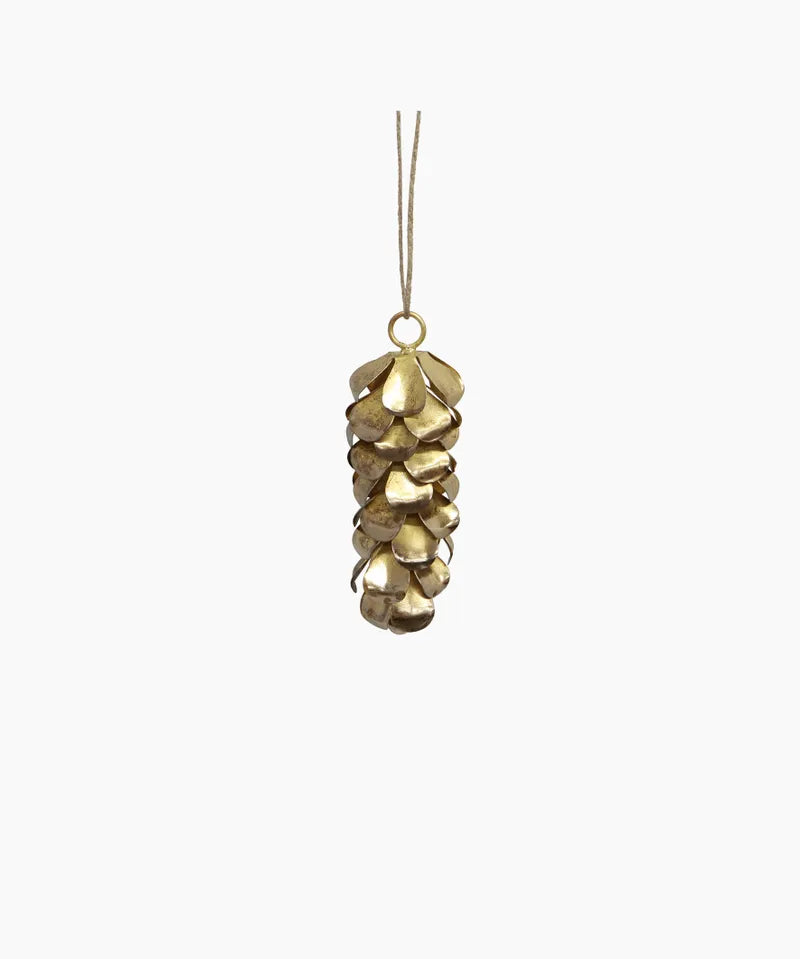 French Country Hanging Pinecone | Long Gold
