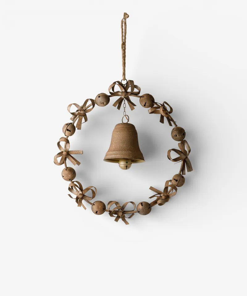 French Country Bow & Bell Wreath | Rust