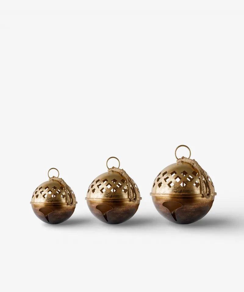 French Country Lattice Oversized Bells | Set 3 Brass