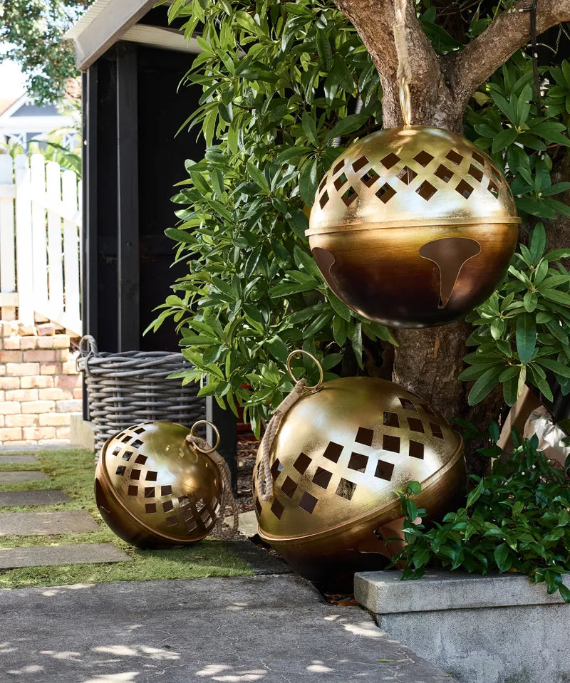 French Country Lattice Oversized Bells | Set 3 Brass