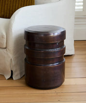 French Country Palmer Drum Table | Antique Brown