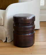 French Country Palmer Drum Table | Antique Brown