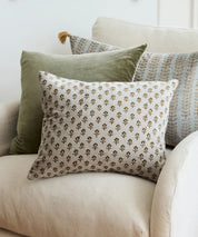 French Country Flower Handblock Velvet Cushion Cover | Cover Only