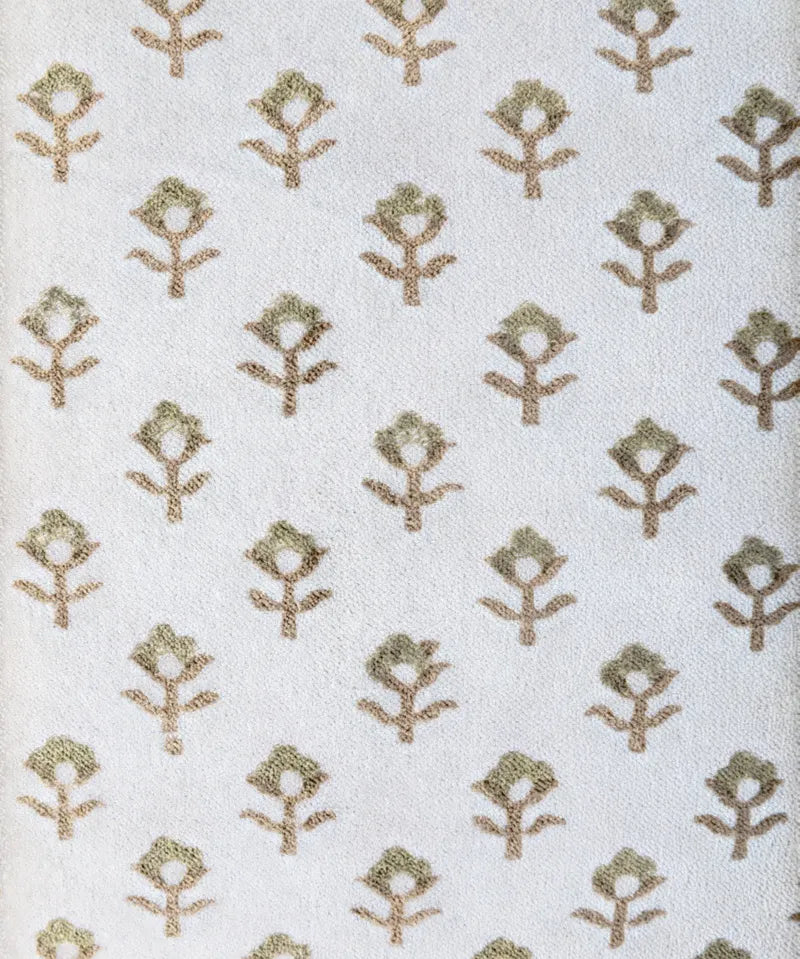 French Country Flower Handblock Velvet Cushion Cover | Cover Only