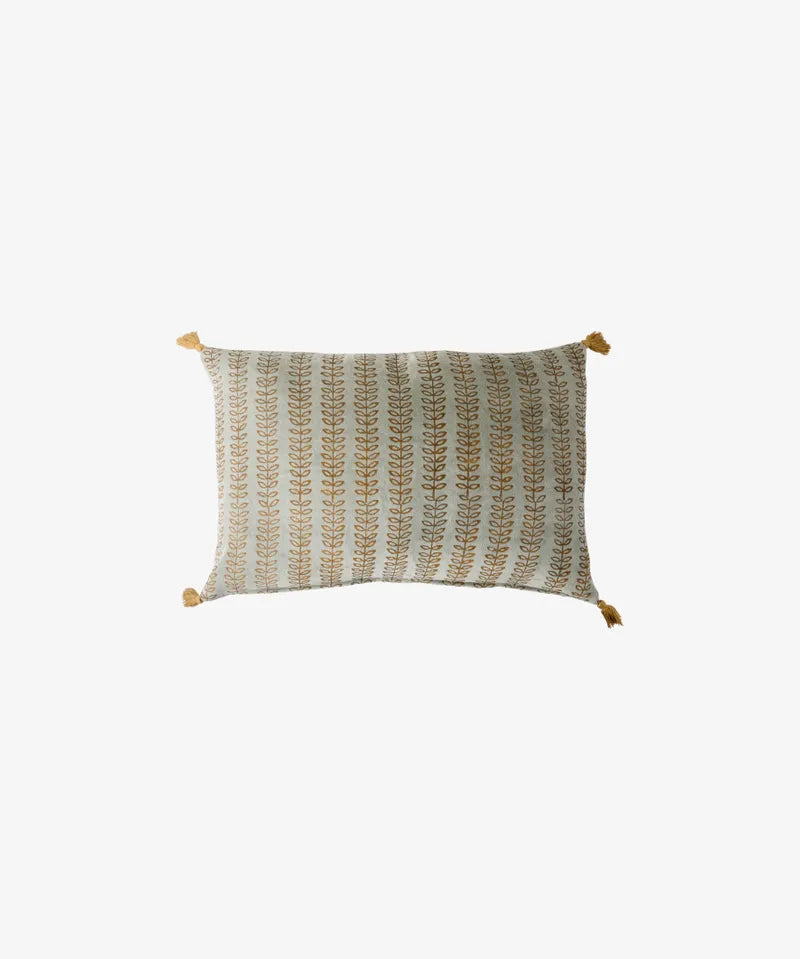 French Country Leaf Handblock Velvet Cushion Cover | Cover Only