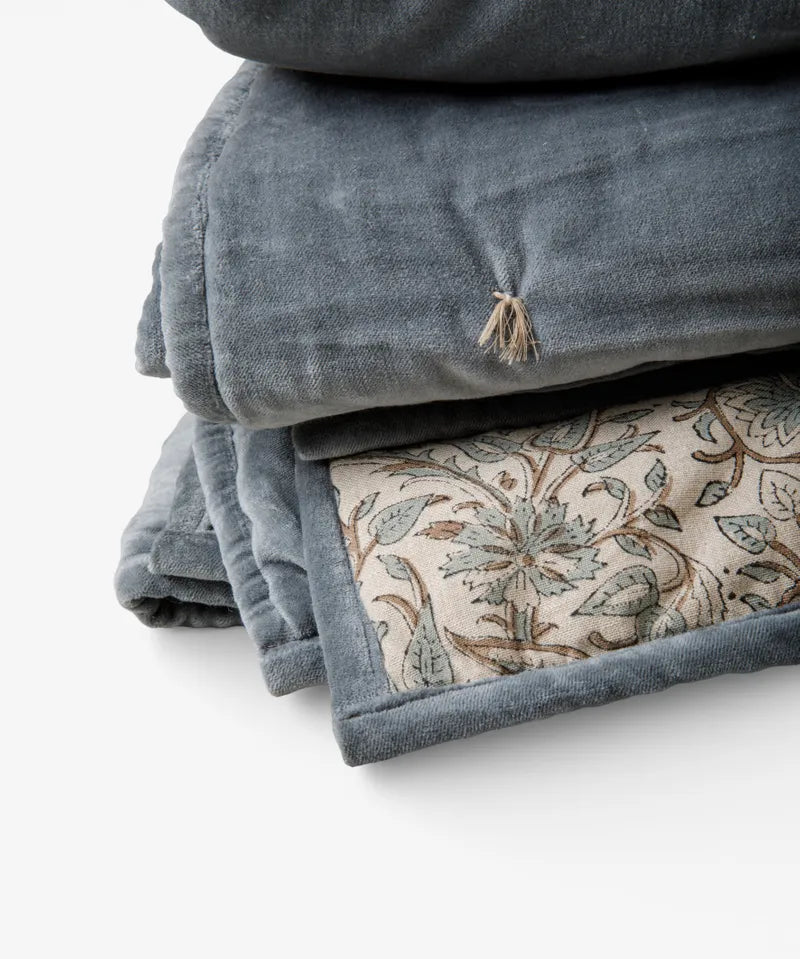 French Country Serena Handblocked Velvet Quilt | Large